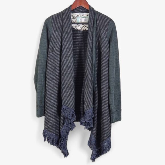 Anthropologie Saturday Sunday Cardigan Green Black L Minimalist Renaissance - Picture 2 of 12